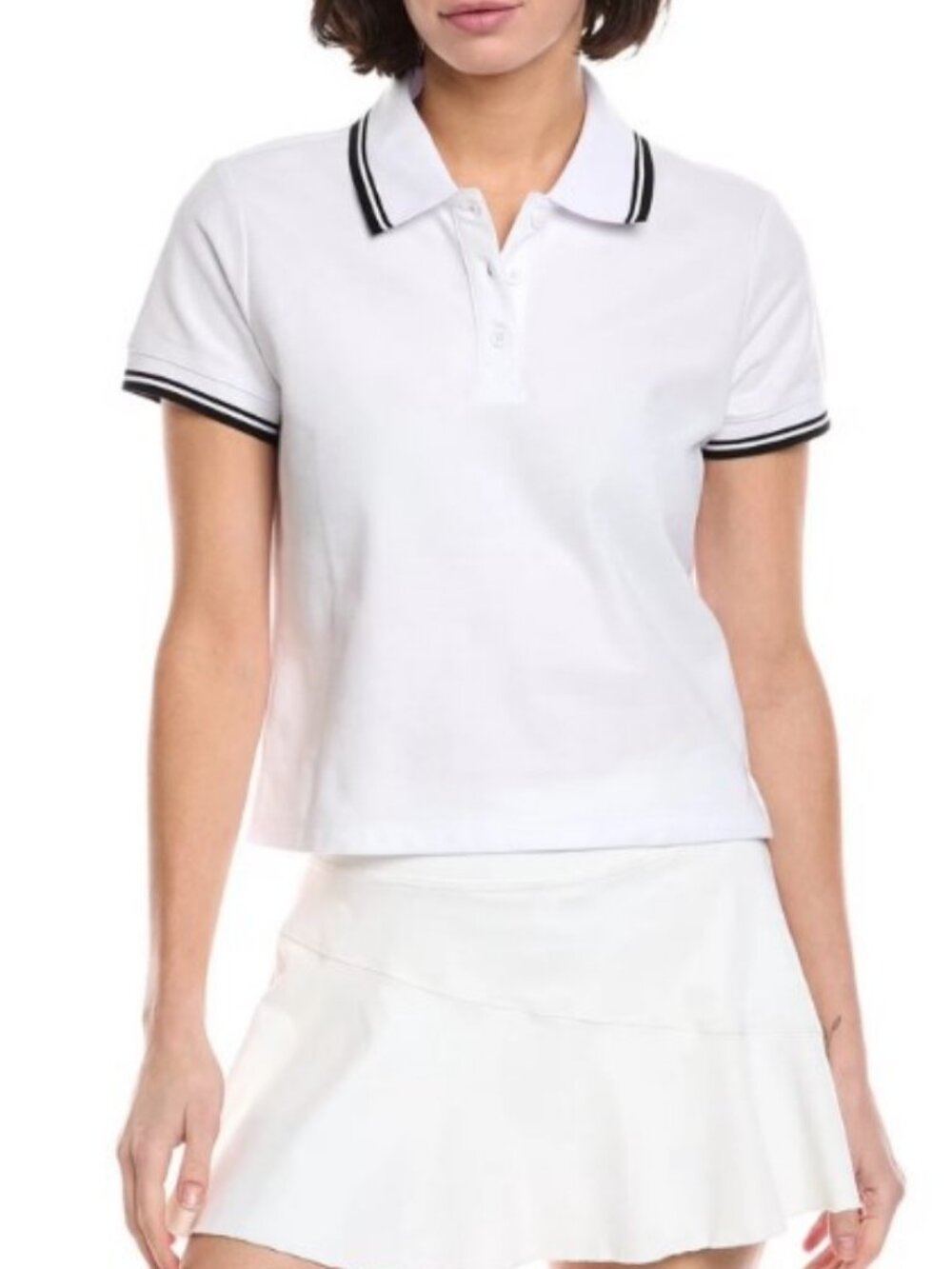 Beyond Yoga Cropped Polo White Size M